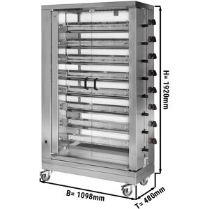 GGM GASTRO - Grill de poulet à gaz ECO - 47,2kW - avec 8 brochettes pour 48 poulets