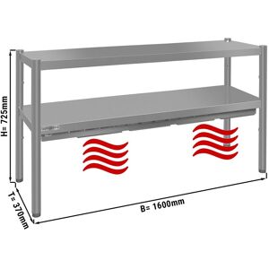 GGM Gastro - Pont thermique ECO - 1600x370mm - avec 2 etages - hauteur : 725mm Argent