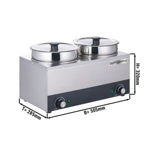 GGM Gastro - Bain-marie avec Pots - 13 litres Argent