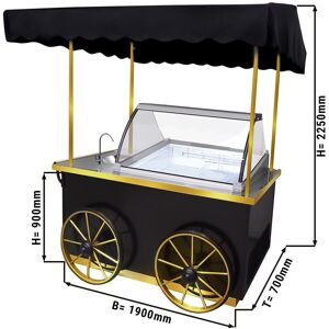 GGM Gastro - Chariot a glace - 1900mm - avec lavabo & eclairage - pour 7x 5 litres de bacs a glace Noir / Jaune