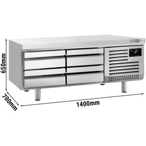 GGM Gastro - Meuble bas refrigere PREMIUM PLUS - 1400mm - 190 litres - 4 tiroirs Argent