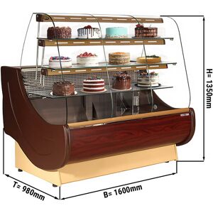 GGM GASTRO - Comptoir à gâteaux - 1600mm - avec éclairage, 3 étagères & Tiroirs à gâteaux