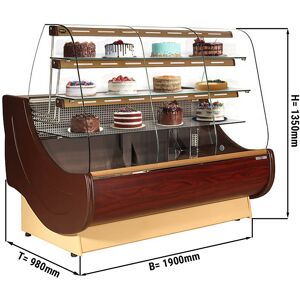 GGM GASTRO - Comptoir à pâtisseries - 1900mm - avec éclairage, 3 étagères & Tiroirs à gâteaux