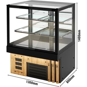 GGM GASTRO - Vitrine à gâteaux OSLO - 1300mm - Façade en bois - 3 étagères Noir mat