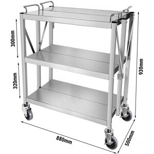 GGM GASTRO - Chariot de service - pliable - 880x500mm - avec 3 étagères