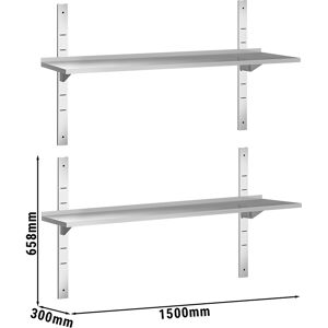 GGM GASTRO - Étagères murales PREMIUM - 1500x300mm - avec 2 étagères