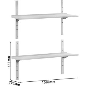 GGM GASTRO - Tablettes murales ECO - 1500x300mm - avec 2 étagères