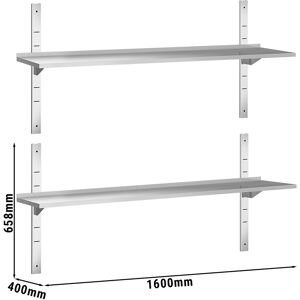 GGM GASTRO - Étagères murales PREMIUM - 1600x400mm - avec 2 étagères