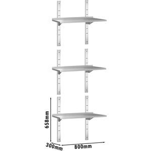 GGM GASTRO - Tablettes murales PREMIUM - 800x300mm - avec 3 étagères