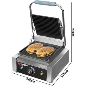 GGM GASTRO - Grill de contact - 2,2 kW - Rainuré en haut et en bas - Surface de cuisson : 230x230mm