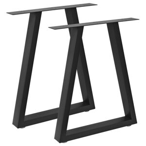 Bc-elec - HJJTS0017-B 2 Pieds de table en acier noir 60x72cm, Pieds pour meubles, Pieds de table métal avec pieds réglables