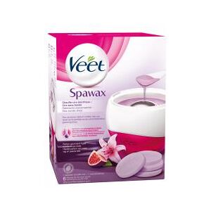 Veet Spawax Épilation Chauffe Cire Électrique + 6 Recharges - Boîte 1 chauffe-cire avec couvercle + 150 g de cire + 1 spatule