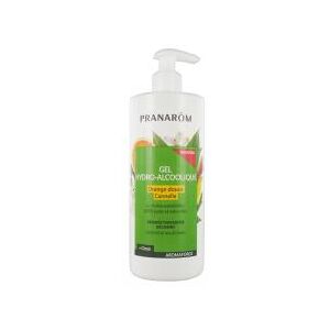 Pranarôm Gel Hydro Alcoolique Aux Huiles Essentielles d'Orange Douce/Cannelle/Citron/Bois de Hô/Gingembre 500 ml - Flacon-Pompe 500 ml