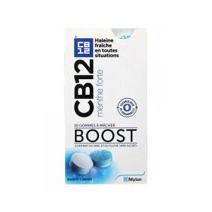 Cb12 Boost Chewing Gum Ss Sucre B/10 - Boîte 10 gommes à mâcher