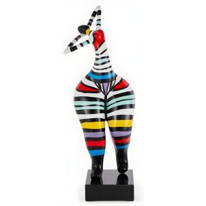 OZAIA Statue de femme MISTRESS -Résine-17x17x51cm- rayé multicolore