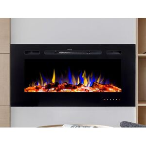 FLAMATECH Cheminée électrique CALBUCO - Murale ou encastrable - L101,6 x P14 x H54,4 cm - Noire