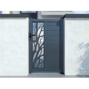 Vente-unique.com Portillon battant aluminium semi ajouré à motifs L100 x H179 cm anthracite LABRIT II