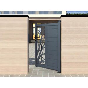 Vente uniquecom Portillon battant aluminium semi ajoure a motifs L105 x H187 cm anthracite LABRIT II