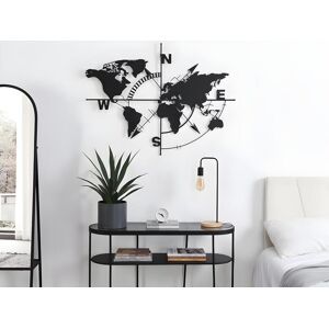 OZAIA Decoration murale en metal mappemonde - H. 80 x L. 107 - Noir - WORLDY