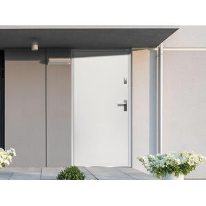 Vente-unique Porte d'entrée en acier pleine H207 x L100 cm blanc - poussant gauche - AGUEDA