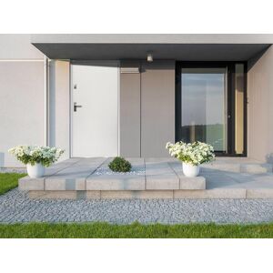 Vente-unique Porte d'entrée en acier pleine H207 x L100 cm blanc - poussant droit - AGUEDA