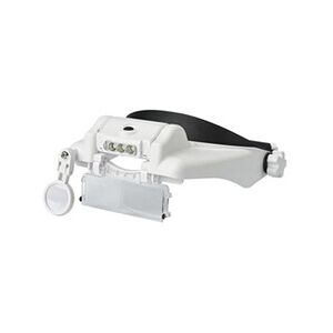 Fishtec Loupe Frontale Grossissantes Lunettes Loupe 3 LED Detachable et Orientable - 2 Intensites - 6 Grossissements - Modulable - Tour de Tete en Mousse - Publicité