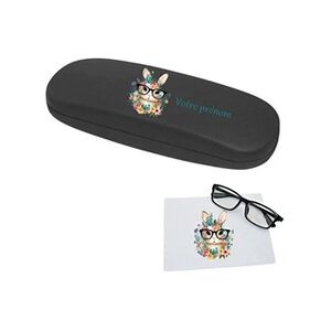 Taperso Etui a lunettes noir avec motif lapin et fleur personnalisable - Publicité