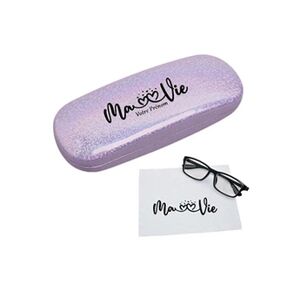 Taperso Etui a lunettes violet a paillette motif ma vie coeur personnalisable - Publicité