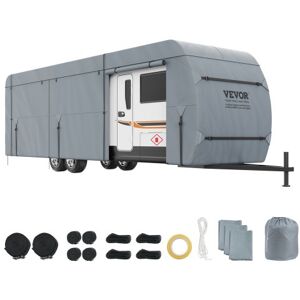 Bâche de Protection Camping-Car de 7,3-7,9 m Housse Caravane Non Tissée 4 Couches Classe A Résistant aux UV, au Vent, à l'Eau et à la Poussière Double Couture pour Voyage Camping 828x291x251 cm