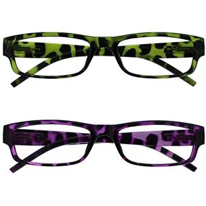 OPULIZE The Reading Glasses Lunettes de Lecture Vert & Violet Écaille Léger Lecteurs Valeur Set de 2 Hommes Femmes RR32-65 +1,00 - Publicité