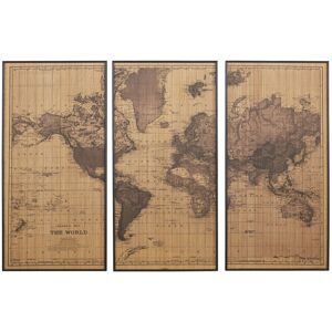 Maisons du Monde Triptyque imprimé mappemonde marron et noir 174x120