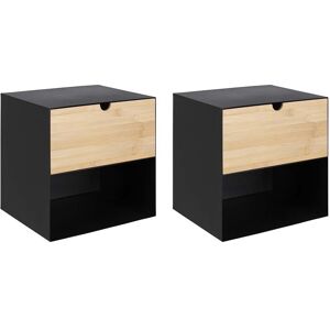 Concept Usine Lot de 2 tables de chevet suspendues noires Noir 30x30x25cm