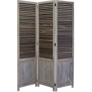 DECO-MURALE.shop Paravent 3 pans - Lattes de bois Gris 120x170x2cm