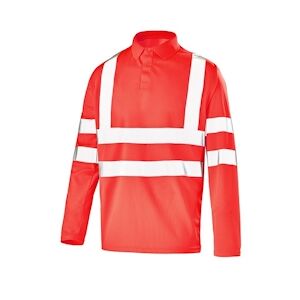 Cepovett - Polo manches longues Fluo Base 2 Rouge Taille 2XLXXL