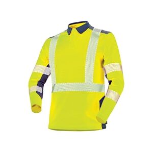 Cepovett - Polo manches longues Fluo Safe Jaune / Bleu Foncé Taille SS