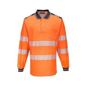 Portwest - Polo manches longues PW3 HV Orange / Bleu Marine Taille 4XLXXXXL