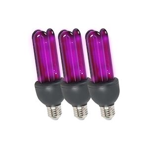 Pack LUMIERE NOIRE, 3 Ampoules UV Ibiza Light BL25ESL - A ECONOMIE D'ENERGIE 3U - 25W, Rend fluorescentes les matières blanches