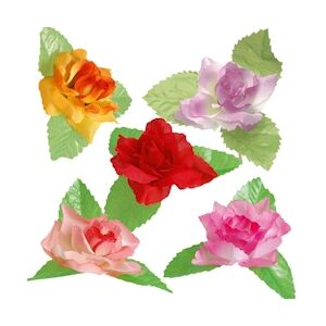 MONDO DECO Roses + Feuilles GM Tissu Plastifié Les Fleurs Coloris Aléatoires Diamètre : 9 cm x 250 Mondo Déco