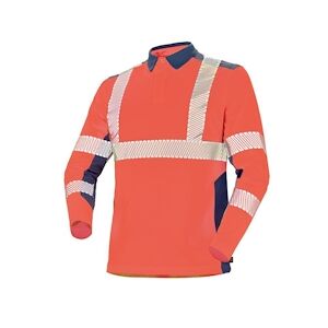 Cepovett - Polo manches longues Fluo Safe Rouge / Bleu Foncé Taille SS