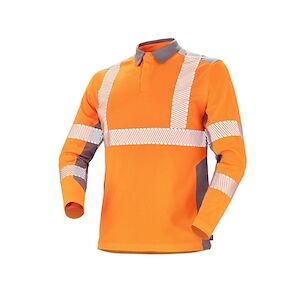 Cepovett - Polo manches longues Fluo Safe Orange / Gris Taille 3XLXXXL