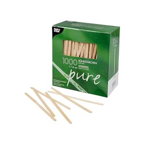 Papstar Agitateur en bois ''pure'' 14 cm x 5 mm (boîte distributrice) x 10000