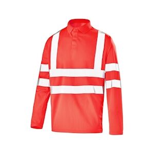 Cepovett - Polo manches longues Fluo Base 2 Rouge Taille LL