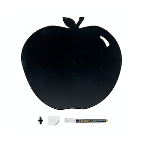 Securit® Silhouette ardoise ''Pomme'' - Feutre-craie inclus et kit velcro pour accrochage mural - 30x50cm