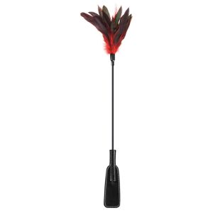 Sweet Caress Cravache noire bdsm avec plumes noires rouges Noir