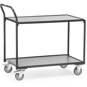 Fetra chariot polyvalent 2 plateaux bois gris anthracite   dim. utile lxl 850 x 500 mm