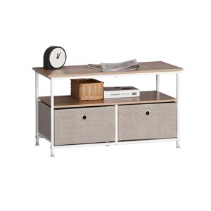 Blancheporte Etagère basse métal et tissu - 2 tiroirs, 1 tablette - Blancheporte Beige Unité