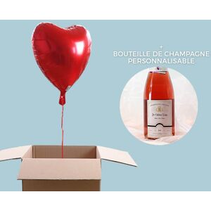 Cadeaux.com Bouteille de champagne rosé personnalisée couple - Avec ballon cœur hélium