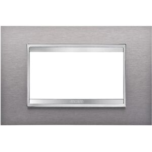 Gewiss Chorus Plaque LUX 4P acier inox brossé GW16204MI