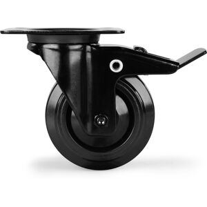 Riggatec roulette pivotante 100mm ROUE NOIRE, avec frein, noir - Roulettes