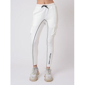 Project X Paris Bas de jogging piping et broderie contrastés simili cuir - Couleur - Blanc, Taille - M